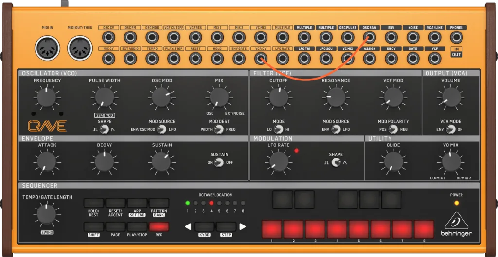 Behringer Crave Patching schema Rock Bass sound by Torvous